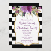 Paarse en gouden Waterverf Bloemen Vrijgezellenfee Kaart (Voorkant / Achterkant)