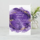 Paarse en gouden Waterverf bruiloft-douches (Staand voorkant)