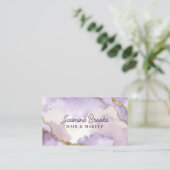 Paarse en gouden Waterverf Glitter Visitekaartje (Staand voorkant)