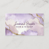 Paarse en gouden Waterverf Glitter Visitekaartje (Voorkant)