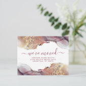 Paarse en gouden Waterverf Ink Moving Announding Aankondigingskaart (Staand voorkant)