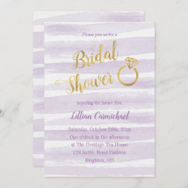 Paarse en gouden Waterverf Stripe Vrijgezellenfees Kaart