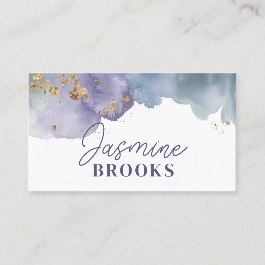 Paarse en gouden Waterverf Visitekaartje (Voorkant)