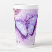 Paarse en gouden Waterverf vlinder Latte Mok (Voorkant)