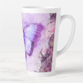 Paarse en gouden Waterverf vlinder Latte Mok (Rechts)