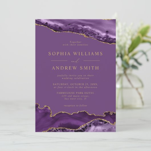 Paarse en gouden weddenschappen kaart (Staand voorkant)