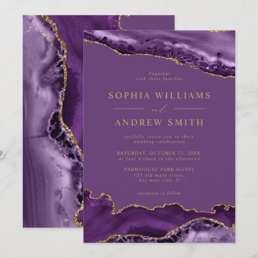 Paarse en gouden weddenschappen kaart (Voorkant / Achterkant)