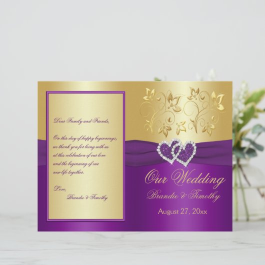 Paarse en gouden wedstrijdprogramma (Staand voorkant)