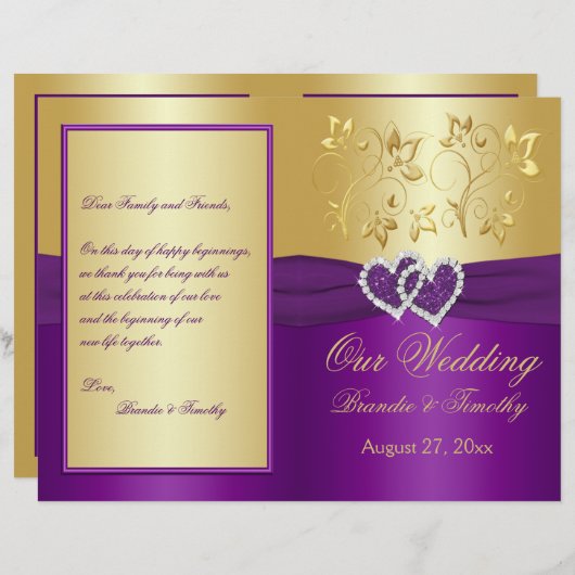 Paarse en gouden wedstrijdprogramma (Voorkant / Achterkant)