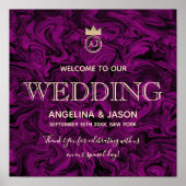 Paarse en gouden welkomstbruiloft poster (Voorkant)