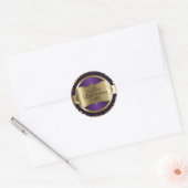 Paarse en gouden werveling Abstract Verjaardag Ronde Sticker (Envelop)
