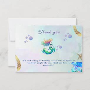 Paarse en gouden zeemeermin Verjaardag onder het Z Bedankkaart