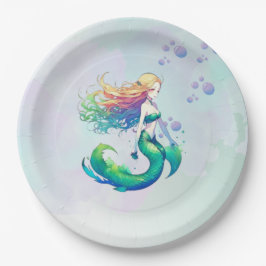 Paarse en gouden zeemeermin Verjaardag onder het Z Papieren Bordje