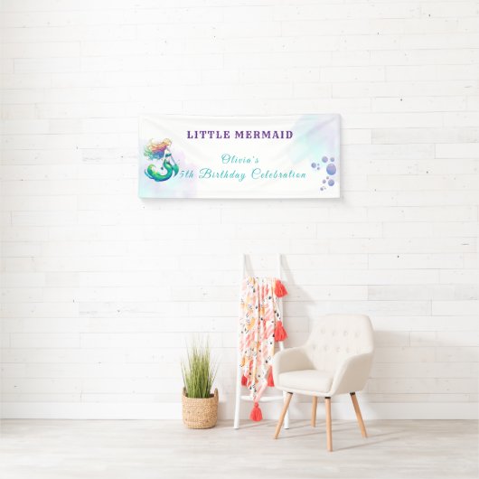 Paarse en gouden zeemeermin Verjaardag onder het Z Spandoek (Insitu)