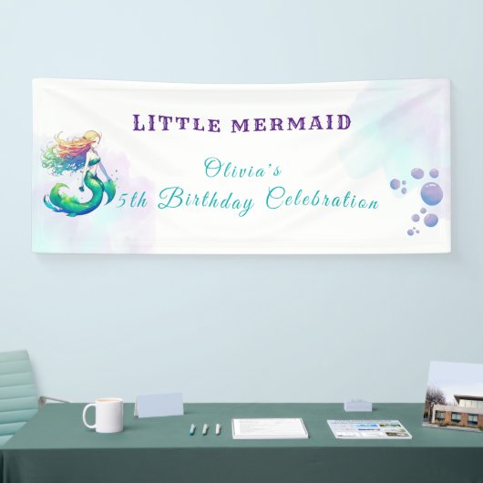 Paarse en gouden zeemeermin Verjaardag onder het Z Spandoek (Beurs)