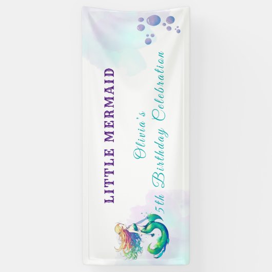 Paarse en gouden zeemeermin Verjaardag onder het Z Spandoek (Verticaal)