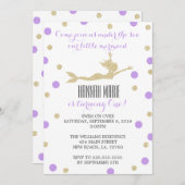 Paarse en gouden zeemeermin verjaardagsfeestje kaart (Voorkant / Achterkant)