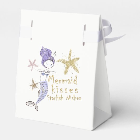 Paarse en gouden zeemeerminnen bedankdoosjes (Achterkant)