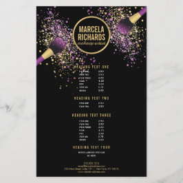 Paarse en gouden zwarte Confetti Makeup Artist Fly Flyer
