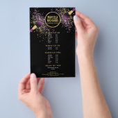 Paarse en gouden zwarte Confetti Makeup Artist Fly Flyer (Hand)