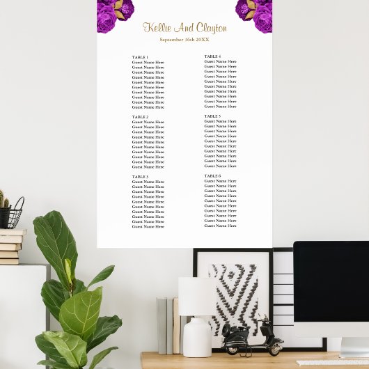 Paarse en gouden zweetzaaikaart poster (Thuiskantoor)