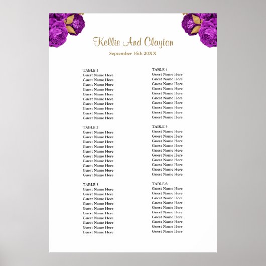 Paarse en gouden zweetzaaikaart poster (Voorkant)