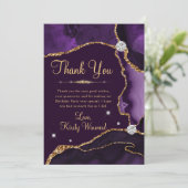 Paarse en goudfaux Glitter Agate Birthday Bedankkaart (Staand voorkant)