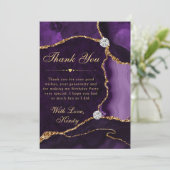 Paarse en goudfaux Glitter Agate Birthday Bedankkaart (Staand voorkant)