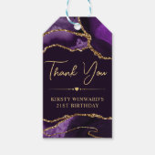 Paarse en goudfaux Glitter Agate Birthday Cadeaulabel (Voorkant)