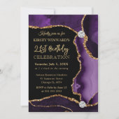 Paarse en goudfaux Glitter Agate Birthday Kaart (Voorkant)