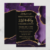 Paarse en goudfaux Glitter Agate Birthday Kaart (Voorkant / Achterkant)