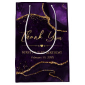 Paarse en goudfaux Glitter Agate Birthday Medium Cadeauzakje (Voorkant)
