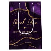 Paarse en goudfaux Glitter Agate Birthday Medium Cadeauzakje (Achterkant)