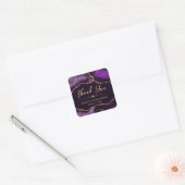 Paarse en goudfaux Glitter Agate Quinceanera Vierkante Sticker (Envelop)