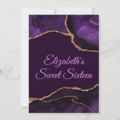 Paarse en goudfaux Glitter Agate Sweet 16 Bedankkaart (Achterkant)