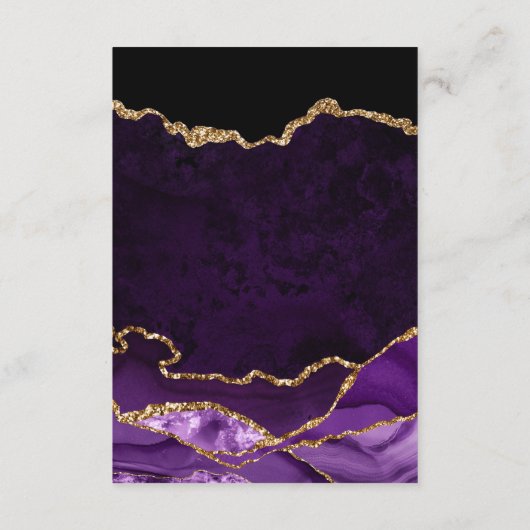 Paarse en goudfaux glitter Agate Wishing Well Informatiekaartje (Achterkant)