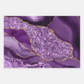 Paarse en goudfaux-glitteragaat inpakpapier vel (Voorkant 3)