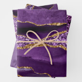 Paarse en goudfaux-glitteragaat inpakpapier vel (In situ)