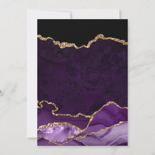 Paarse en goudfeeën Glitter Agate Wedding Bedankkaart (Achterkant)