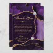 Paarse en goudfeeën Glitter Agate Wedding Bedankkaart (Voorkant / Achterkant)
