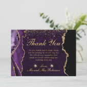 Paarse en goudfeeën Glitter Agate Wedding Bedankkaart (Staand voorkant)