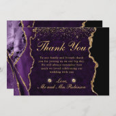 Paarse en goudfeeën Glitter Agate Wedding Bedankkaart (Voorkant / Achterkant)