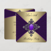 Paarse en goudfeest kaart (Voorkant / Achterkant)