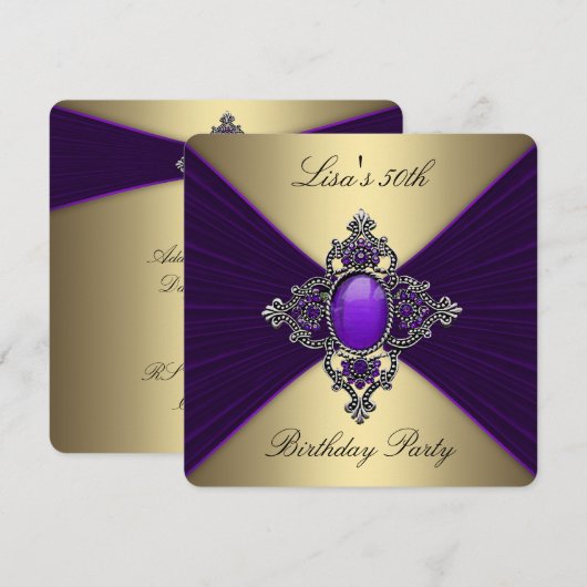 Paarse en goudfeest kaart (Voorkant / Achterkant)