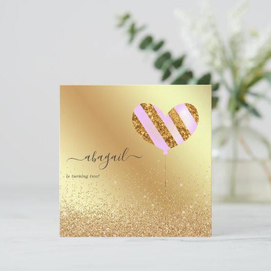 Paarse en goudfeest kaart (Staand voorkant)