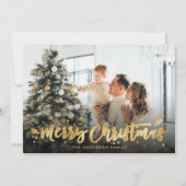 Paarse en goudflesjes met kerstfoto's feestdagenkaart (Voorkant)