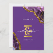 Paarse en goudgebeddenweddenschappen bedankkaart (Voorkant)
