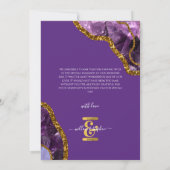 Paarse en goudgebeddenweddenschappen bedankkaart (Achterkant)