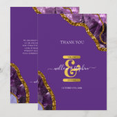 Paarse en goudgebeddenweddenschappen bedankkaart (Voorkant / Achterkant)