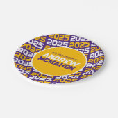 Paarse en goudgeel gepersonaliseerd Afstuderen Papieren Bordje (Gekanteld)